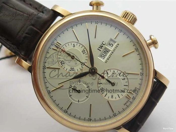 MIROTIME 0220 Efficient Portofino Chrono RG ZF 1:1 Best Edition White Dial on Brown Leather Strap A 7151